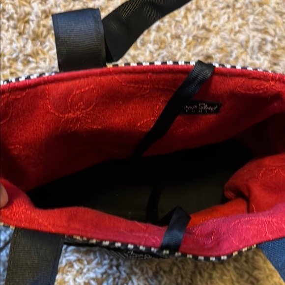 Talbots Black and White Herringbone Tote with Structured Design - Picture 3 of 4